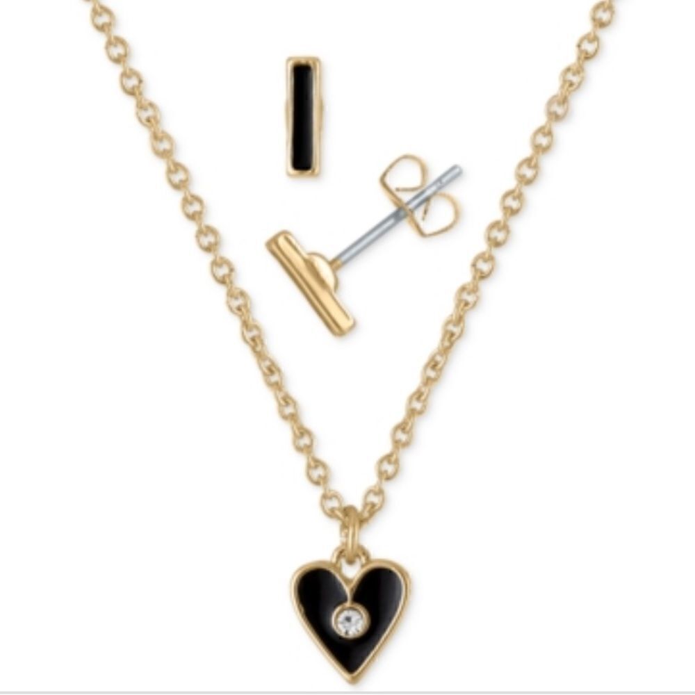 Rachel Rachel Roy Gold-Tone Pave Heart Pendant Necklace & Stud Earrings Gift Set
